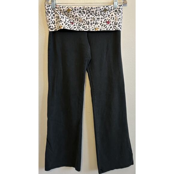 Y2K Victoria Secret Fold Over Leggings Cheetah Yoga Flare Leg Pant Women Large - Picture 7 of 16